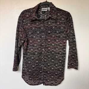 Chico's Design Vintage Multicolor See Through Floral Blouse